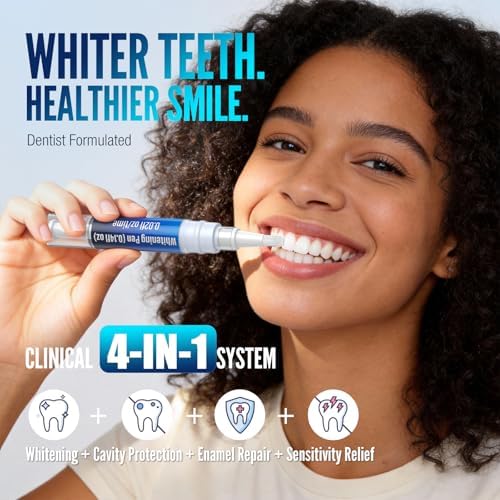 Teeth Whitening Pen Kit - 35% Carbamide Peroxide, Stain Removal, 4 Whitening Pens + 2 Remineralizing Pens, Enamel Repair, Anti-Cavity, Sensitive Teeth Care, 6 x 0.14 fl oz(Mint)
