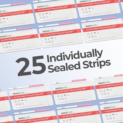 INDICAID Early Detection Pregnancy Test Strips,25 Count, 510K Cleared High Sensitivity (10mIU/mL) to Test 6 Days Sooner, Over 99% Accurate Result in 3 Minutes,