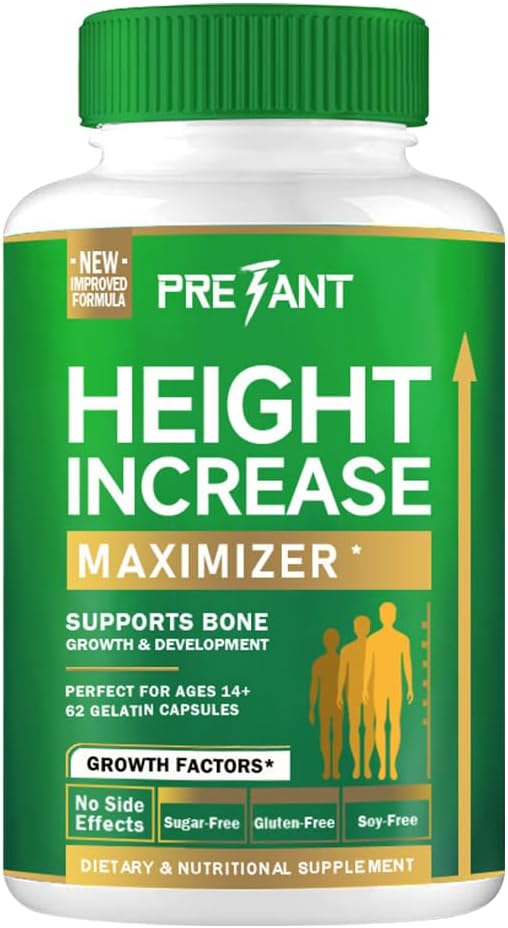 PRETANT- Growth Capsules to Grow Taller - Height Increase Maximizer with Calcium for Bone Strength -Natural Get Taller Supplement for Adults, Teens & Kids - Dietary Edible Healthcare Fitness
