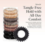 Kitsch Spiral Hair Ties for Women – Coiled Plastic Hair Ties No Damage, Ponytail Holders for Thick and Thin Hair – Creaseless and Dent-Free, Phone Cord Style | Ideal Gifts for Women - Brunette, 8 Pcs