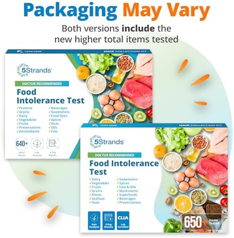 5Strands Food Intolerance Test, Accurate Hair Analysis, 658 Items Tested, at Home Food Sensitivity Test Kit for Adults & Kids, Gut Health Test, Results in 4 Days