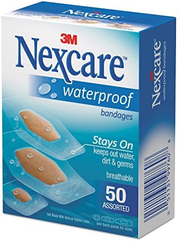 Nexcare 432-50 Waterproof Bandage, Assorted Size, Clear