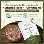 Organic Way Whole Milk Thistle Seeds (Silybum marianum) - Herabl Tea | European Wild-Harvest, Organic & Kosher Certified, Vegan, Non GMO & Gluten Free, USDA Certified, Origin - Albania (2 Oz)