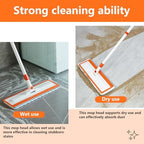 Magic Sponge Eraser Mop, 56" Handle with Flexible 15" Flat Head,2 Microfiber Pad and 3 Magic Sponge Eraser Pads (Mop Set,15" Mop-Head)
