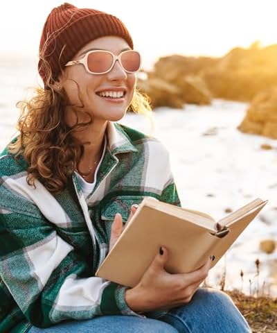 JM Bifocal Reading Sunglasses for Women Vintage Reader Glasses UV Protection Outdoor Beige +2.25