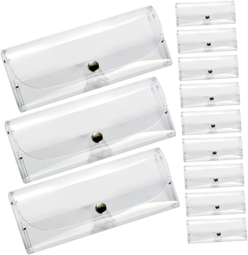 Didiseaon 12pcs Transparent Hard Shell Glasses Cases Compact Eyeglass Storage Boxes for Reading Glasses Sunglasses and Standard Frames Scratch Resistant Protective Eyewear Organizer