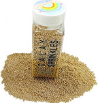 Homipooty Nonpareils Sprinkles Edible Gold Pearl Sugar Sprinkles 110g/3.88oz 2mm Mini Gold Pearls Baking Cakes Cupcake Topper and Cake Decorations for Valentines Day Halloween Christmas