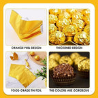 300 Pcs Gold Foil Candy Wrappers, 3x3 Inches Square Golden Chocolate Wrappers Aluminium Foil Wrapping Paper DIY Candy Chocolate Packaging for Wedding Birthday Party