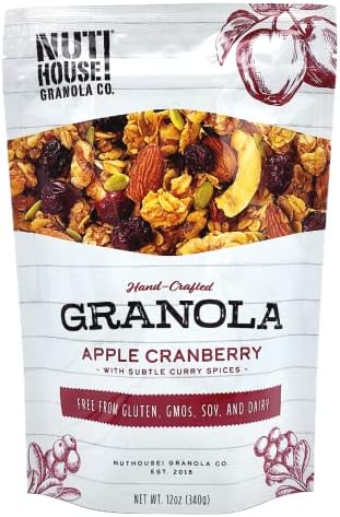NutHouse! Granola Company - Premium Apple-Cranberry Granola | Certified Gluten-Free, Non-GMO, Kosher | Vegan, Soy-Free | 12 oz. Bag (3-Pack)