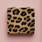 Flip-Top Double-Sided Portable Makeup Mirror – Leopard Print Small Mirror with Anti-Drop Glass Surface for Travel & Daily Use