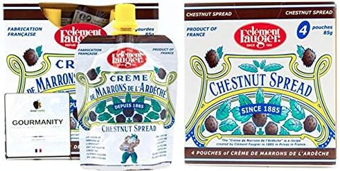 Clement Faugier Chestnut Spread Two Boxes of 4 Pouches Each | Chestnut Jam Pouch | Creme De Marron Chestnut Puree | Chestnut Paste French | Chestnut Cream, Kosher | Produced For Gourmanity (3 oz x 8, Net Wt. 24 oz)