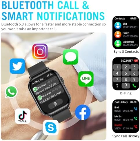 Smart Watches for Men Women (Answer/Make Call), 2.01" HD Screen Fitness Tracker Watch with Blood Pressure/Heart Rate/Sleep Monitor, Smart Watch for Android iOS Phones, IP67 Waterproof Sport Watch