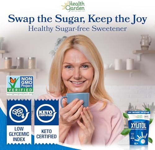 Health Garden Birch Xylitol Sweetener, 15 oz Bag – 100% Birch-Derived Xylitol Sugar Substitute for Baking & Coffee, 1:1 Sugar Replacement, Supports Teeth, Keto, Vegan, Non-GMO