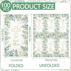 100PCS Greenery Religious Paper Napkins 3 Ply Blessed Cross Disposable Hand Towels for Bathroom Decorative Eucalyptus Guest Napkins for First Communion Holy Baptism Wedding Religious Spring Party