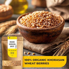 Organic Khorasan Wheat Berries (Kamut) 2LB Bulk – Ancient Whole Grain, High Protein & Fiber for Lasting Fullness, Meal Prep Friendly, Rice & Quinoa Alternative – Non-GMO Heirloom Grain, Stays Al Dente for Bowls, Salads & Baking