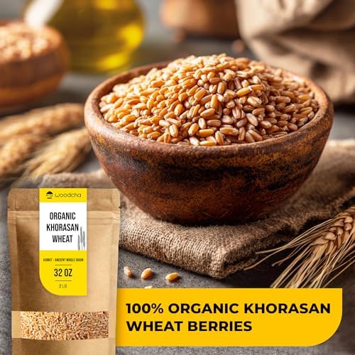 Organic Khorasan Wheat Berries (Kamut) 2LB Bulk – Ancient Whole Grain, High Protein & Fiber for Lasting Fullness, Meal Prep Friendly, Rice & Quinoa Alternative – Non-GMO Heirloom Grain, Stays Al Dente for Bowls, Salads & Baking