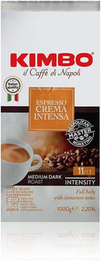 Kimbo Espresso Crema Intensa Whole Bean Coffee - Blended and Roasted in Italy - Medium to Dark Roast with a Full Body Cinnamon Flavor - 2.2 lbs Bag