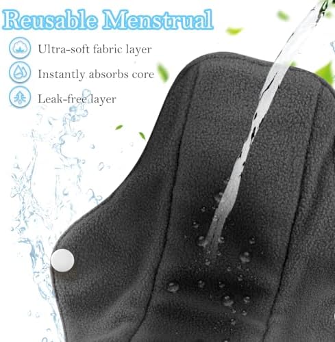 PHOGARY 7 Packs Reusable Menstrual Pads with Wings for Women, Washable Overnight Cloth Panty Liners Sanitary Pads for Heavy Flow with Wet Bag