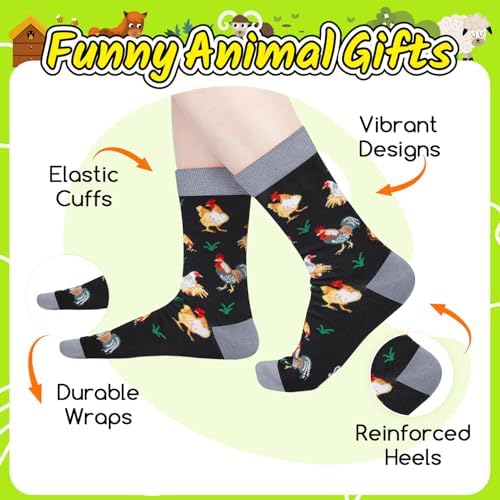 Zmart Chicken Gifts for Women Men - Funny Rooster Socks for Teens Crazy Chicken Lady Gifts