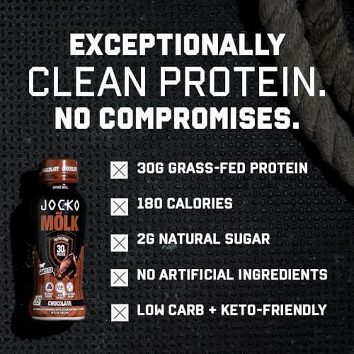 Jocko Fuel Mölk 30g Grass Fed Protein Shakes - No Added Sugar Protein Drinks KETO Friendly - Ready to Drink 12 FL Oz (Pack of 12) Sweet Cream Coffee