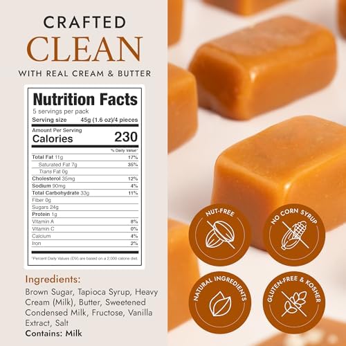 Béquet Caramel - Chewy - Gourmet Caramel Candy - Caramel Candy Individually Wrapped - Made in Montana - Kosher (Star D) and Gluten Free - 24 oz Resealable Pouch