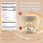 ChocZero Keto White Chocolate Hazelnut Spread - Keto Friendly, No Sugar Added, Best Low Carb Dessert, Perfect Topping for Breakfast, Naturally Sweetened with Monk Fruit (1 jar, 12 oz)