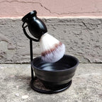 Shaving Brush Set for Men, 3in1 Shaving Set includes Synthetic Shaving Brush with Steel Stand and Resin Bowl (3pcs)