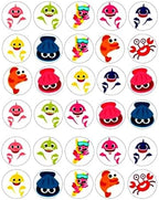 30 x Baby Sharks Themed Edible Cupcake Toppers | Uncut on Wafer Sheet- Qty 30-1.5” each