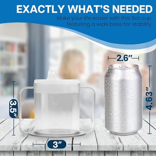 9oz Adult Sippy Cup with 2 Handles - Independence Sip Mug with 2 Style Lids, for Adults With Limited Mobility - Handicapped Accessories - Cups for Elderly Care - Made in the USA – 2 Pack