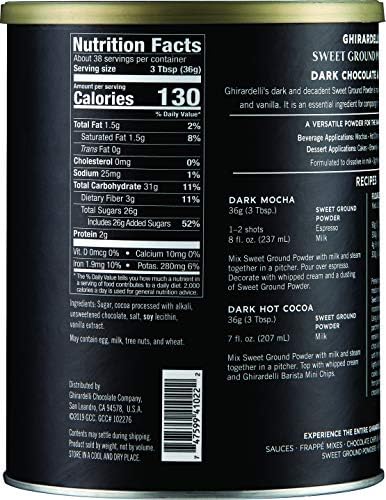 Ghirardelli Dark Chocolate & Cocoa Sweet Ground Powder, 3 lb Can