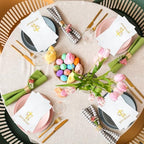 100 Pcs Easter Cross Paper Napkins Disposable, Religious God Bless Gold Foil Cocktail Napkins, He is Risen Paper Napkin for Easter First Communion Baptism Confirmation Party Supplies Decorations
