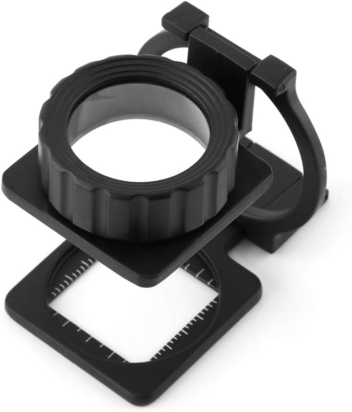 TANIQIACA 15X Portable Foldable Magnifier Stand with Measuring Scale, Metal Shell Frame
