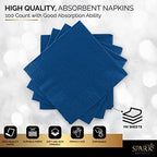 100 Pack Royal Blue Beverage Napkins, Big Party Pack, 2 Ply, Ideal for Wedding, Party, Birthday, Dinner, Lunch, Cocktails. (5” x 5”) by Amcrate