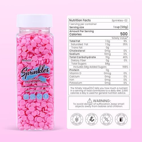 Edible Pink Confetti Sprinkles, Pink Sprinkles for Cake Decorating, Round Sprinkles for Cupcakes, Cakes, Cookies, Cake Toppers, Ice Cream(120g/4.23oz)