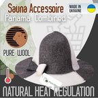 PetriStor Sauna Hat Panama Combined - Sauna Hat for Women - Wool Sauna Hat - Sauna Hat for Men - Bathhouse hat - Natural Felt Sauna Cap