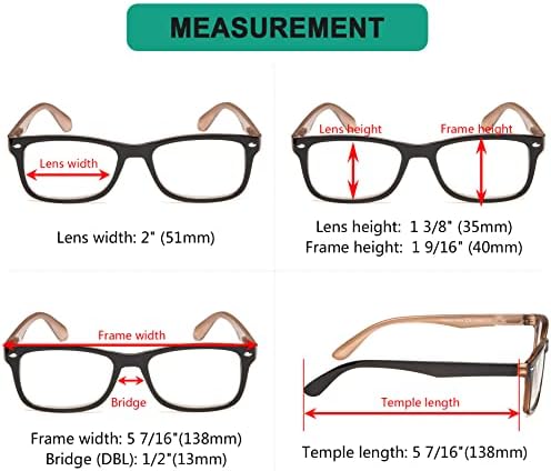 Eyekepper 5 Pack Classic Reading Glasses for Women Men Vintage Readers with Spring Hinges +1.00