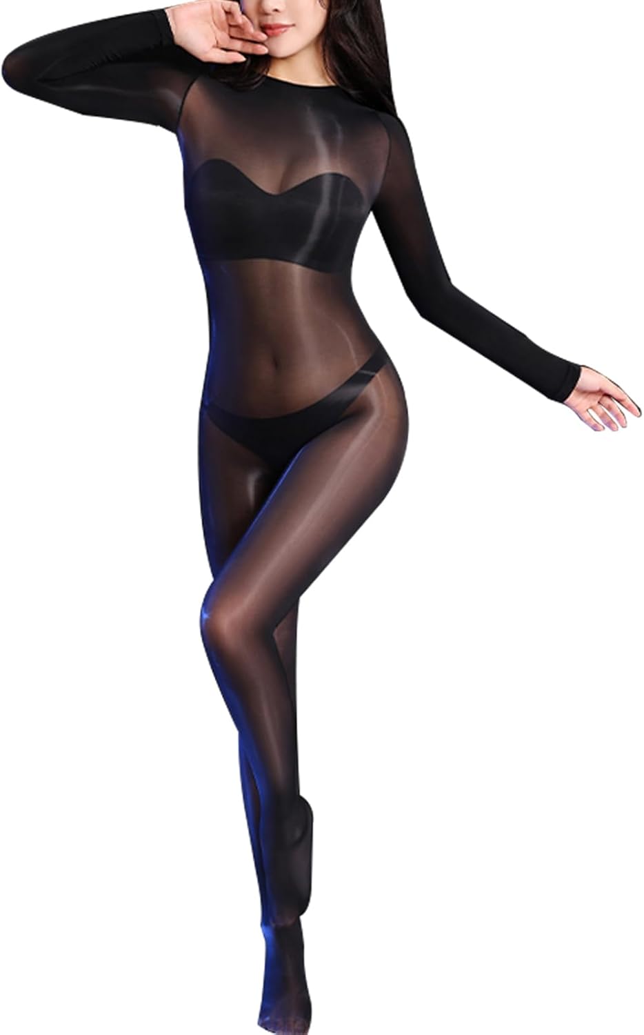 Body Stockings for Women Oil Shiny Bodystocking 5D Sheer Full Body Stocking Glossy Pantyhose