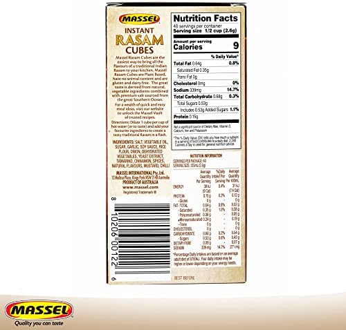 Massel Rasam Bouillon Cubes/Instant Rasam Soup Base | 10 Cubes |Asian Instant Soup Base | Plant Based Broth, Gluten & Dairy Free, Vegan