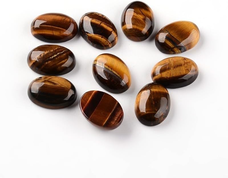 5pcs Natural Oval Tiger Eye Cabochons 18x13x6mm Flatback Gemstone Cabs Scrapbooks Embellishment for Craft Making