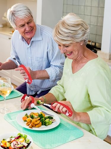 Adaptive Utensils for Disability Gadgets Swivel Fork Spoon Easy Grip Safe Stainless Steel,for Hand Tremors Parkinson's patients, 360° Rotatable Alzheimers Handicap accessories for daily living Elderly
