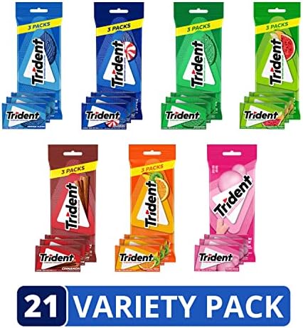 Trident Sugar-Free Chewing Gum Variety Pack Candy,Assorted Flavors, (588 Total Pieces),14 Pieces (Pack of 42)