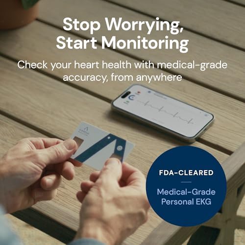 KardiaMobile Card Credit-Card Sized EKG, Medical-Grade & FDA-Cleared Personal Heart Monitor, Bluetooth Enabled, On-The-Go Check-Up Anywhere, Compatible with Most Smartphones, No Subscription Required