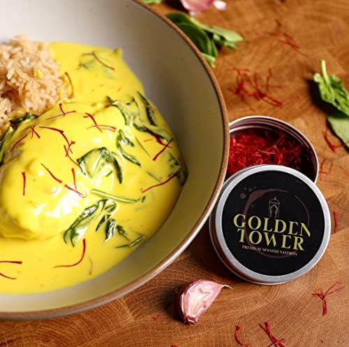 Saffron Threads by Golden Tower - Pure and Geniune all Red Saffron strands - 0.035 Ounces / 1 Gram - Premium Grade Saffron Ideal for Paella, Chicken, Curry, Tea and many more dishes (1 Gram)