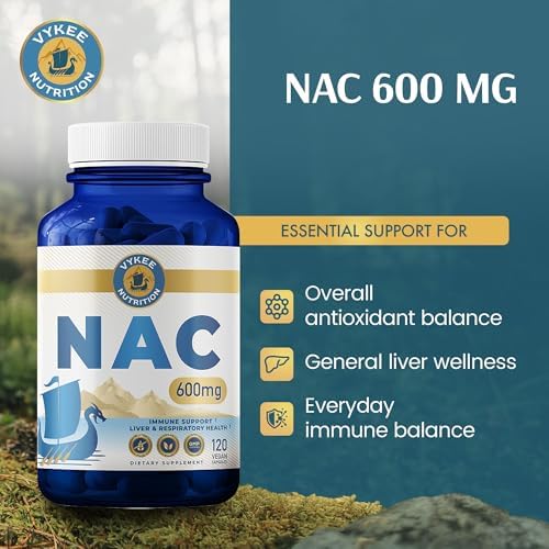 Vykee Nutrition NAC Capsules 600 mg N Acetyl L Cysteine - Daily NAC Supplement for Liver Health Support and Immune Balance - Vegan Non-GMO - 120 Capsules