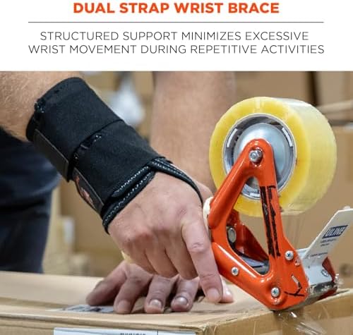 Ergodyne ProFlex 4010 Double-Strap Right Wrist Support, Black, Medium