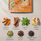 Organic Turmeric Ginger Tulsi Chai Tea | Loose Leaf | Ayurvedic Superfood Blend | Herbal and Caffeine-Free | 55+ Cups | KSA Kosher | 4 oz