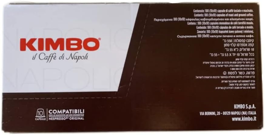 Kimbo Espresso Napoli Nespresso Capsules, 100% Arabica Coffee (Pack of 100 Capsules)