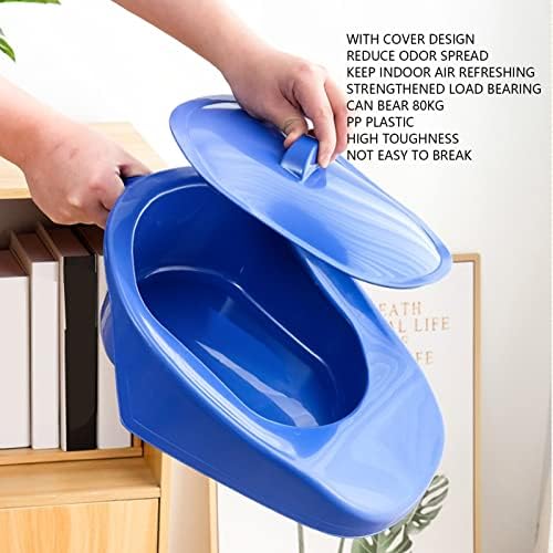 Portable Bedpan with Lid and Handle for Elderly and Pregnant Women, Dark Blue 176.4lb Capacity