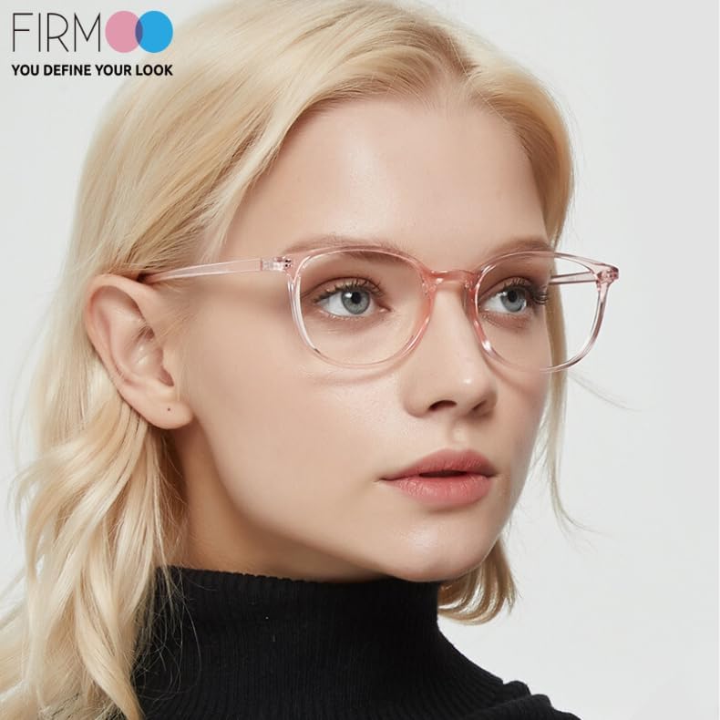 Firmoo Anti Blue Ray Computer Reading Glasses, Vintage Chic Square TR Frame, Anti Eyestrain UV400 Protection Glasses for Women（Pink, 1.50）