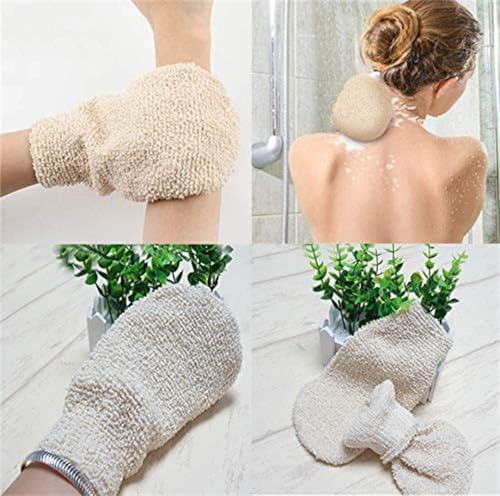 2 Pcs Exfoliating Gloves, Bath Shower Gloves Mitts Bamboo Fiber Bath Body Cleaning Cloth Sponges for Exfoliating and Body Scrubber